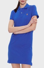 Ralph Lauren Women's Navy Blue Dress Size M Cotton Stretch Shirt Sleeve Logo