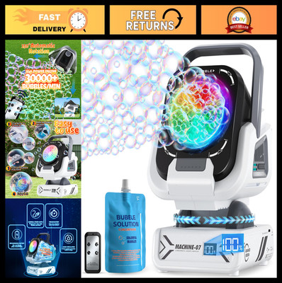 High-Output Bubble Machine for Parties - 20000+ Bubbles/Min, Rechargeable, Remot