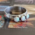 Sterling Silver Ring Opal Stones Size 6.25 Southwest Vintage Navajo Santa Fe