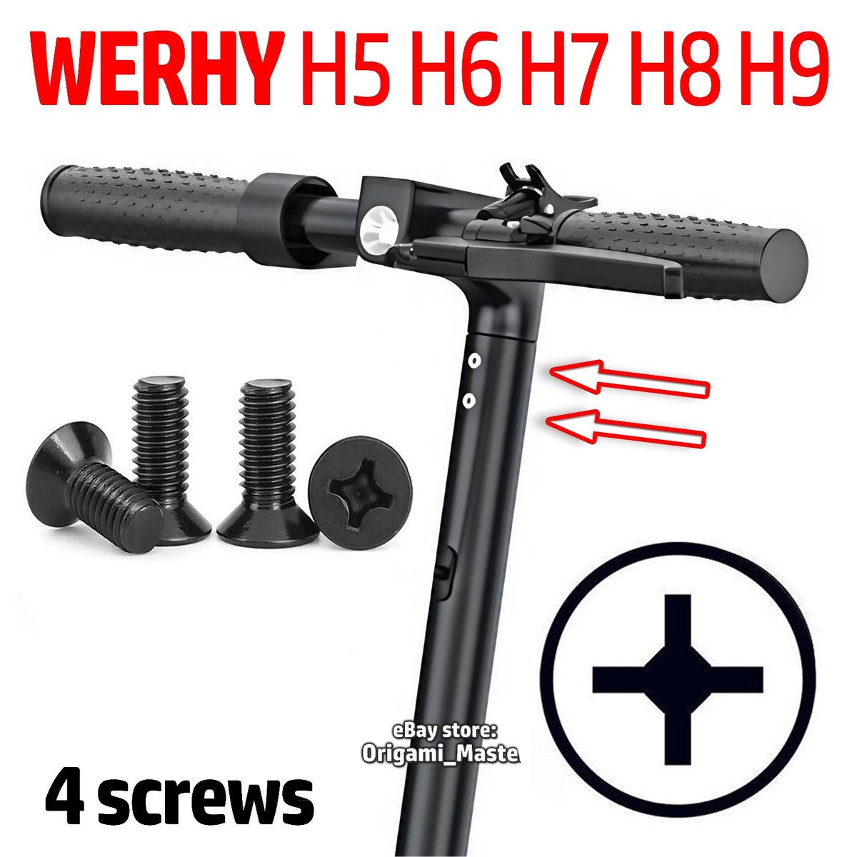 4x Phillips Head STEM NECK SCREWS for WERHY Scooter Nut H5 H6 H7