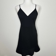 New Express Womens Black V-Neck Strappy Mini Dress LBD Size S NWT