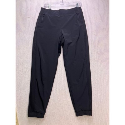 Athleta Brooklyn Lined Jogger Women 8 Black Ribbed Trim Stretch Pants