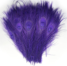 12PCS Peacock Feathers for DIY Craft Hat Decoration, Purple
