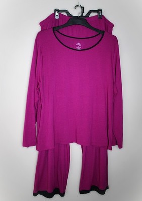 Fruit of the Loom Breathable Pajama Set 3XL Fuchsia Soft Stretch Comfy 2-Piece