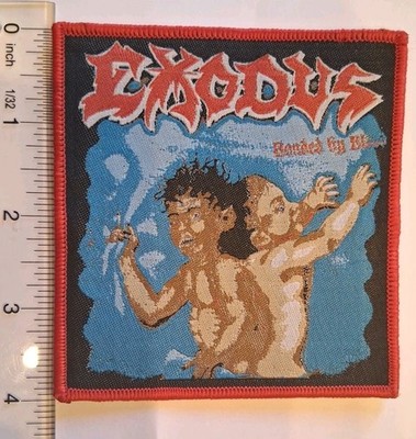 Exodus Bonded By Blood Red Border Woven Patch