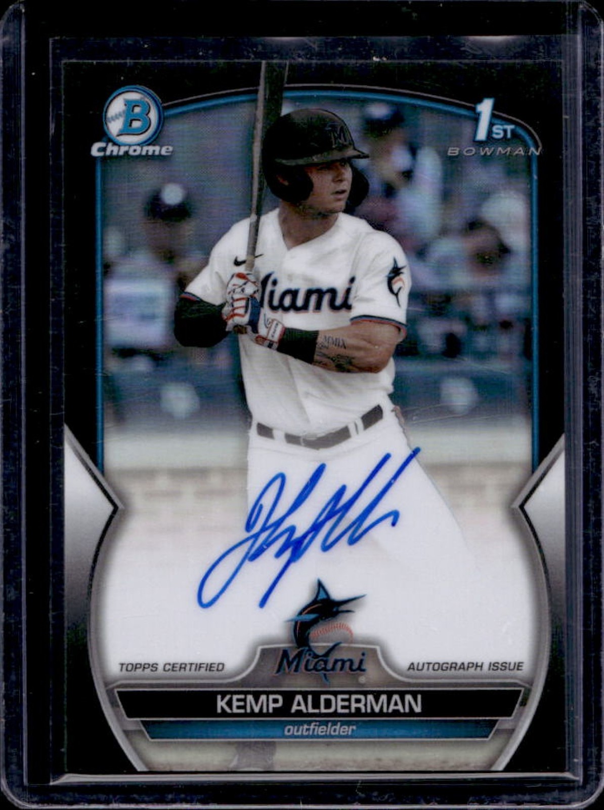 2023 Bowman Draft Kemp Alderman Chrome Auto Black Refractor 1st #/75 Marlins