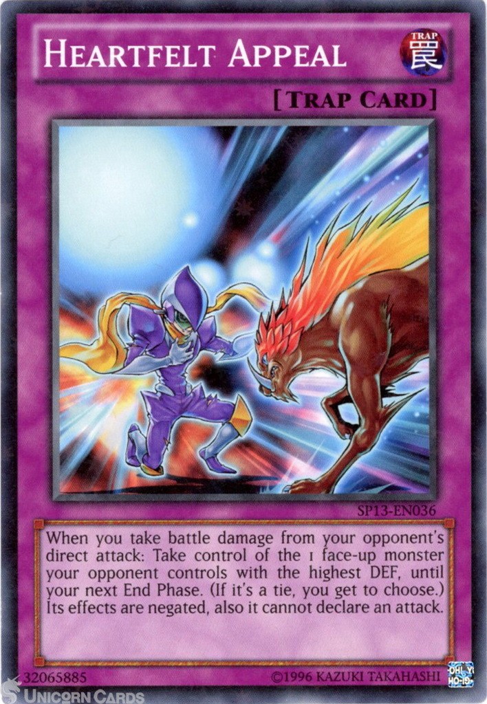 SP13-EN036 Heartfelt Appeal : Starfoil Rare UNL Edition Mint YuGiOh Card