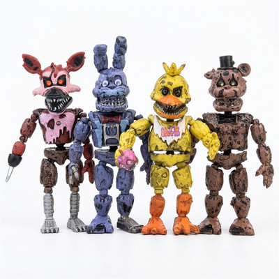 4pcs Set Five Nights at Freddys 6   Action Figures FNAF Toys w/light Collectible