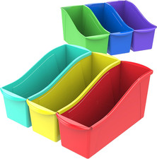 Large Book Bin, Interlocking Plastic Organizer for Home, Office and Classroom, S