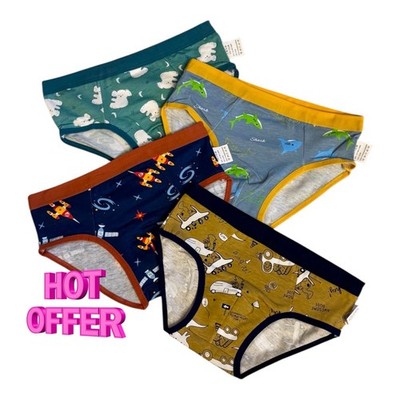 Boys Briefs 4 Pack Cartoon Print Cotton Multicolor Underwear Cars Sharks 8Т 