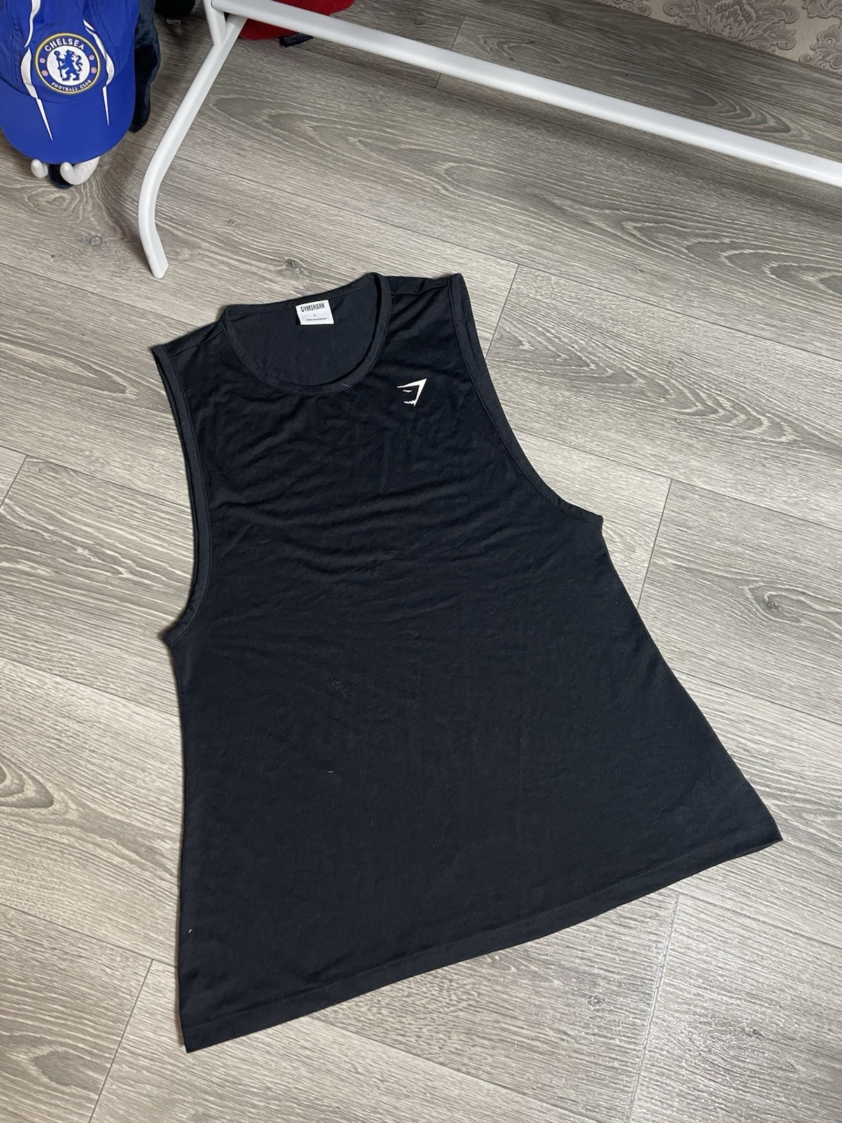 GYMSHARK Tank Shirt By David Laid Size L Large Gym Rare Black White Training