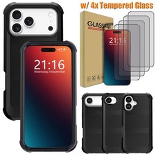 For Apple iPhone 17e Air 17 Pro Max 17 Pro 17 Case Rugged Cover Tempered Glass
