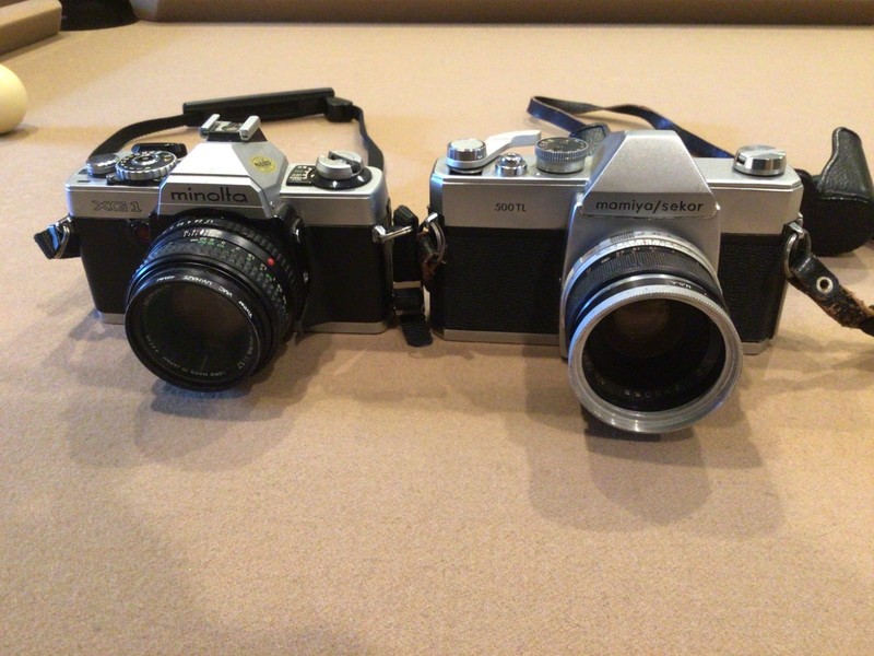 vintage 35mm camera lot: Minolta XG1 and Mamiya Sekor 500TL both work great
