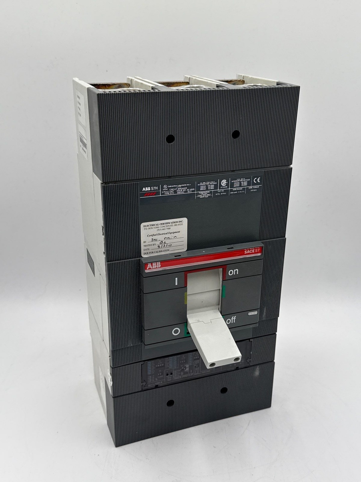 ABB S7H Circuit Breaker 1200A 3P 600V 3PH SACE S7 LSI Trip PR212/P