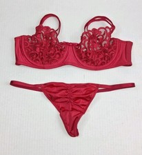 Victoria's Secret Vintage Y2K Red Sexy Bra Thong Pant Set 36B/M