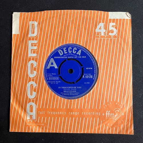 Billy Fury In Thoughts of You UK 7" Decca F12178 45 Vinyl 1965 DEMO sehr guter Zustand ++