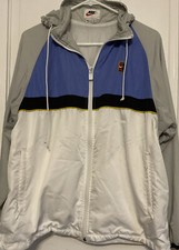 Vintage Nike Windbreaker Jacket Coat Purple White Ladies Medium Zippered Hood