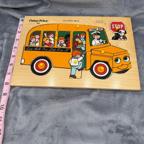 Vintage Fisher Price SCHOOL BUS #515 Wooden Puzzle 13 Pieces 1972 Preschool - Picture 7 of 7