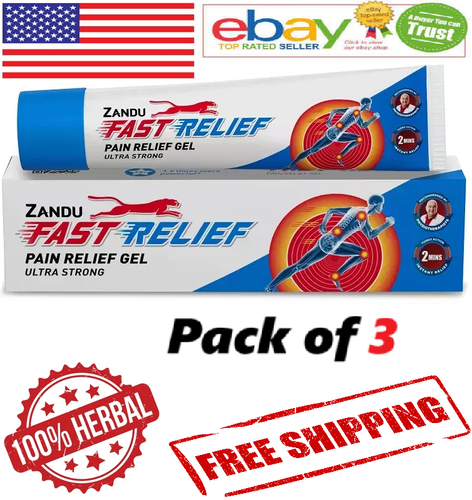 Pack of 3 Zandu Fast Relief Gel Ultra Strong For Back & Muscle Pain (FREE SHIP) - Picture 2 of 5