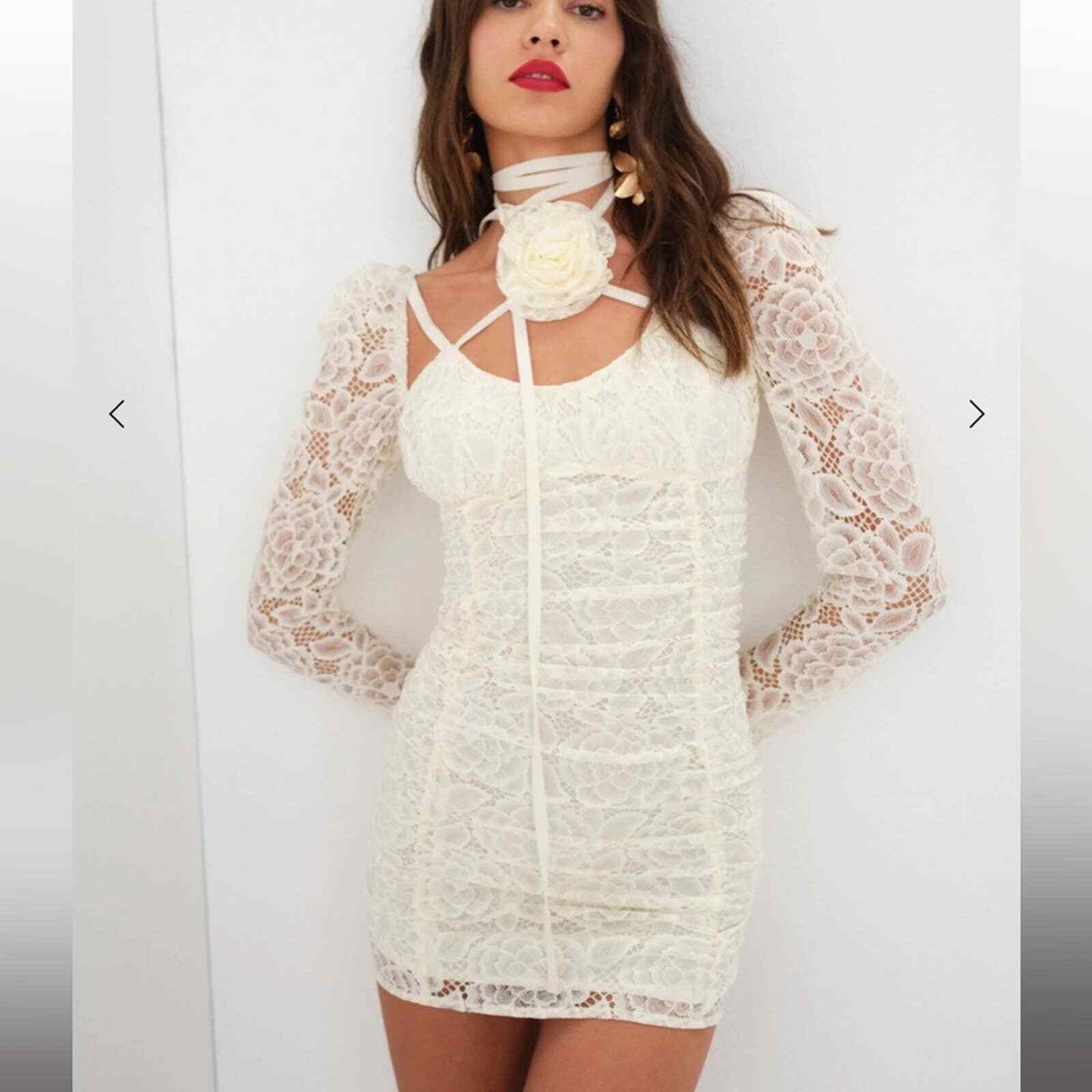 For Love & Lemons - Belladonna Mini Dress, Women's Dress, White, XS, Women's Apparel, Women's Clothing