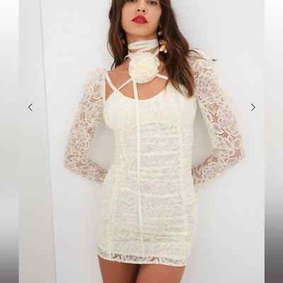 lace choker dress Small 80s Black Velvet Lace Choker Party Dress