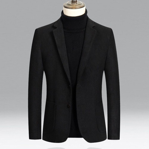 Men Suit Blazer Wool Blend Jacket Business Formal Lapel Coat Regular Fit New - Picture 9 of 16