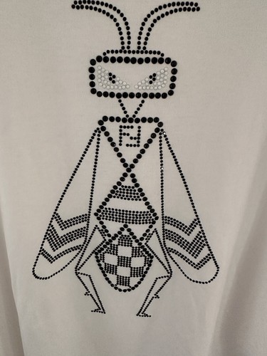 FENDI Embroidered Super Bugs White Cotton Logo T-Shirt Men's Size Extra Large XL - Picture 5 of 8