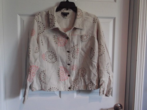 EUC Alexandra Bartlett women’s 1X blazer long sleeve beige embroider circles - - Bild 1 von 5