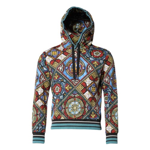 DOLCE & GABBANA Sweater Multicolor Printed Hooded Sweatshirt IT48/US38/M 820usd