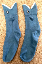 Shark Novelty Socks Size 6-8 Funny Blue Shark Socks