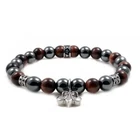 Accents Kingdom 8MM Fleur De Lis Magnetic Hematite Red Tiger Eye Bracelet 7.5"