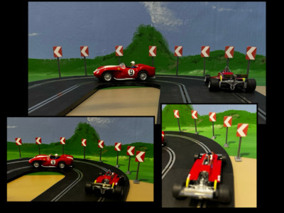 Slot Car 1/32 - 8 Left Turn Chevron Red/White Signs