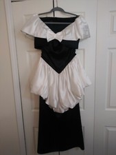 1980's Vintage BLACK WHITE DRESS PUFFY PROM / COCTAIL DRESS Sz 6