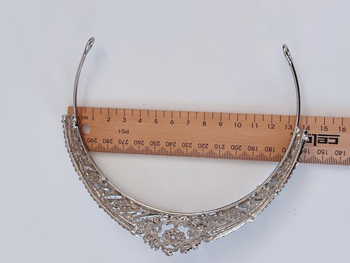Women Silver White Crystal Wedding Bride Prom Formal Hair Headband Crown Tiara - Picture 10 of 12