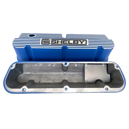 Ford SMALL Block Pentroof CS Shelby Valve Covers - Finned - Blue - Picture 4 of 7
