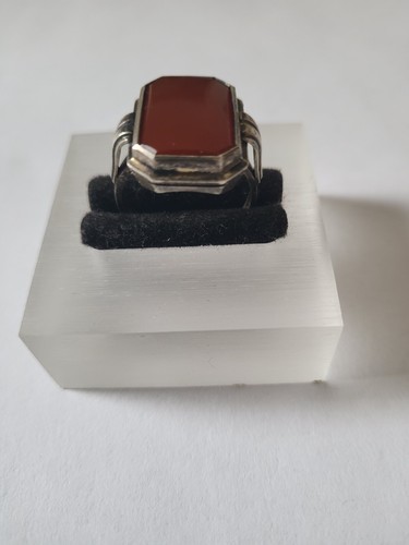 Jugendstil 835er Silber Herrenring Achat Antikschmuck - Bild 5 von 7