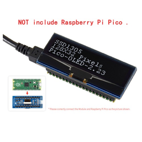 2.23inch 128X32 OLED Display Module HAT Kit for RasPi RPI Raspberry Pi Pico W WH - 第 1/5 張圖片