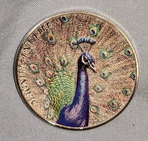 Pfau Silbermünze Pracht Leben Queen Elizabeth II stolze Schwanzfedern alt - Bild 21 von 24