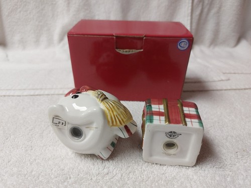 Fitz And Floyd Plaid Christmas Salt & Pepper Shaker Set Holiday 2063/127 Free-S - Picture 5 of 6