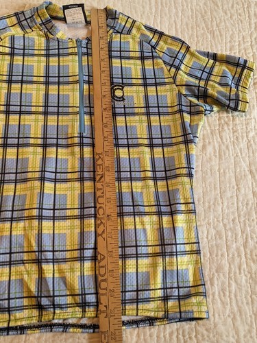 Cannondale bike shirt Jersey womens size Medium yellow & blue plaid, 1/4 zip VTG - Picture 4 of 10