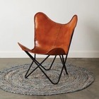 Chair Butterfly Leather Brown Handmade New Vintage With Stand