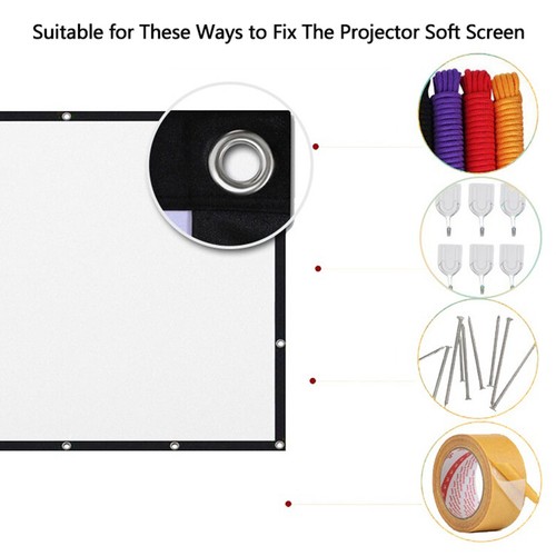 84 100 120 Inch 16:9 3:4 Projector Screen Curtain HD Display Screen Home Cin _xa - Photo 8/22