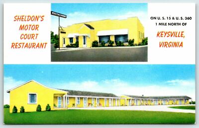 Postcard  Sheldon's Motor Court Motel Restaurant Keysville ,VA.10A