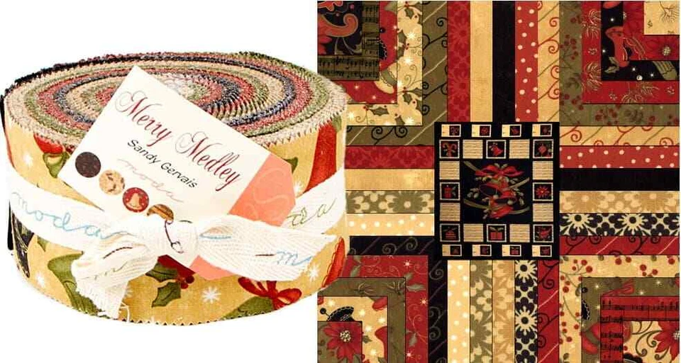 Moda MERRY MEDLEY Sandy Gervais JELLY ROLL 40 Tiras Edredón Tela Algodón Foto 4 de 4