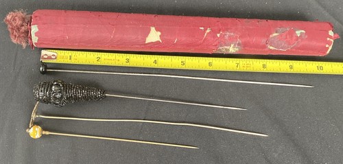 Alfileres de cabello antiguos chinos de metal esmaltado con cuentas tamaños de montaje con estuche C21d - Imagen 8 de 8