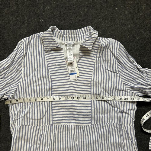 Tommy Bahama Women's Stamped Lucia Stampedripe Collar Dress, Sanibel Blue, XL - Picture 3 of 5
