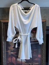 Forever 21 Long Sleeve Knit Dress Ribbed Belted Contemporary Ivory Size M NWT