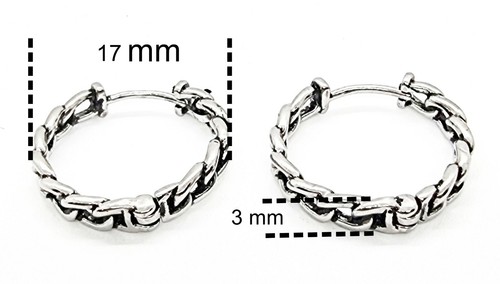 Orecchini a catena uomo donna cerchi in acciaio inox cerchietti colore argento - Bild 10 von 11