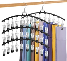 4 Pack Legging Organizer for Closet,  Metal Gym Clothes Organizer W/40 Clips ...