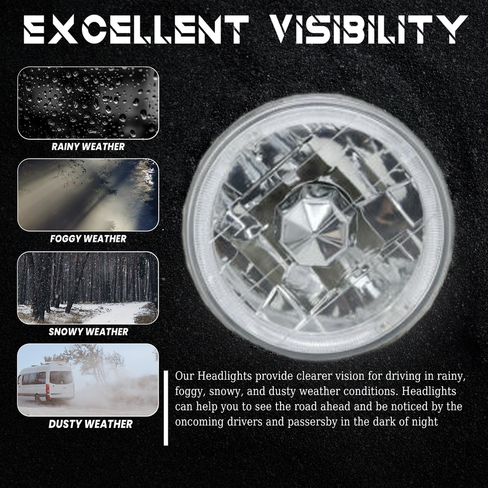 4PCS 5.75" 5-3/4"LED Headlights Hi/Lo Beam Halo For Chevy Impala El Camino 12V